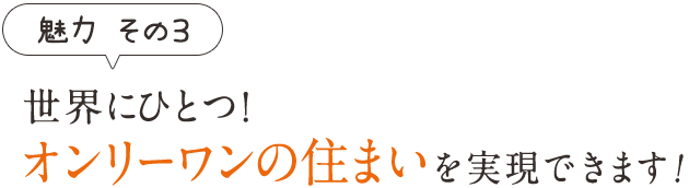 魅力その3　世界にひとつ！オンリーワンの住まいを実現できます